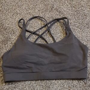 Charcoal Women's Sports Bra with Crisscross Straps